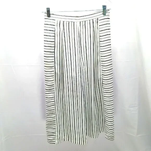 Doe & Rae Wide Leg Cropped Culotte Palazzo Striped Pants Black/White Womans Med - Picture 3 of 11